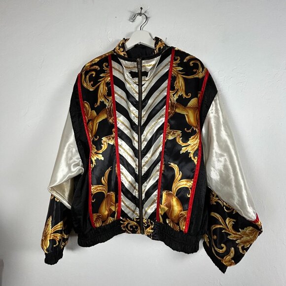 80s Vintage Gallery Sport Vibrant Ornate Print Jacket Streetwear Windbreaker - Picture 1 of 9